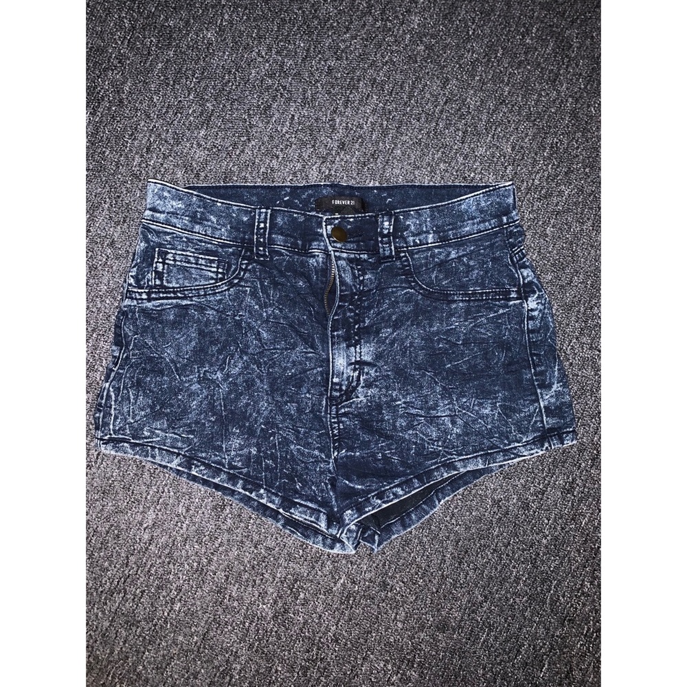 Acid Wash Denim Stretchy Shorts